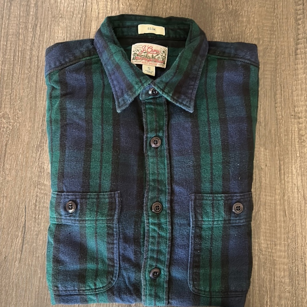 J Crew long sleeve plaid shirt. Small. Slim fit.